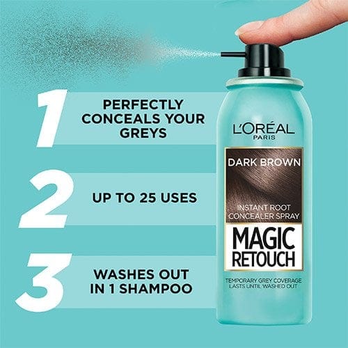 Loreal Paris Magic Retouch Dark Brown Temporary Instant Grey Root Concealer Spray 75ml -Dark Brown