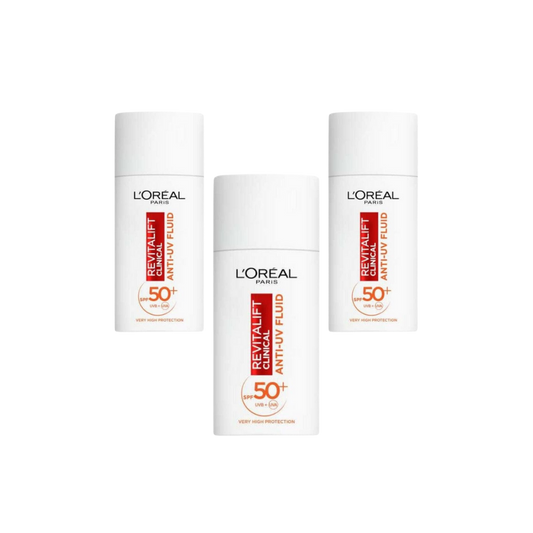 Crème solaire visage quotidienne haute protection UV Revitalift Clinical Spf 50+ de L'Oréal Paris, 50 ml, lot de 3