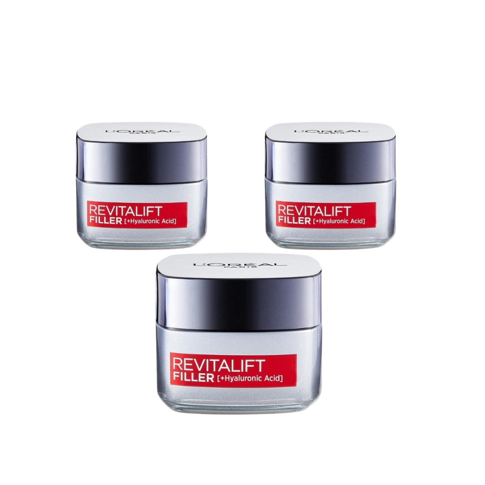 Loreal Paris Revitalift Hyaluronic Anti-Aging Day Filler Cream 50 ml 3 Pack