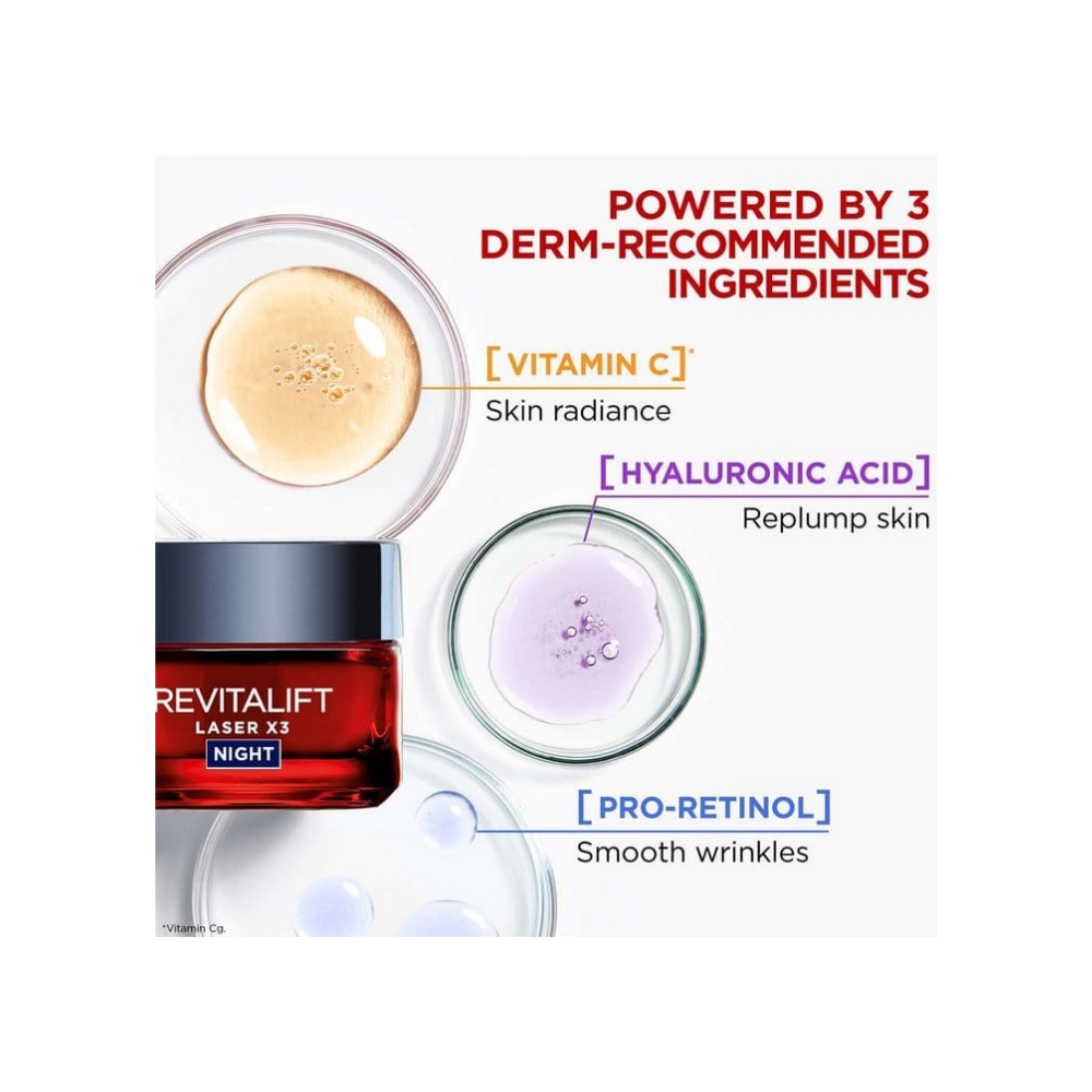 L'Oréal Paris Revitalift Laser X3 Crème de Nuit Anti-Âge Profonde 50 ml