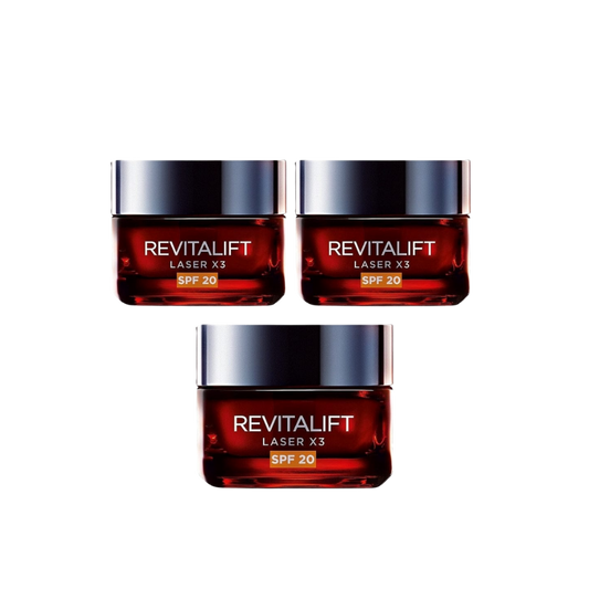 Loreal Paris Revitalift Laser X3 SPF20 Anti-Blemish and Wrinkle Cream 50 ml 3 Pack