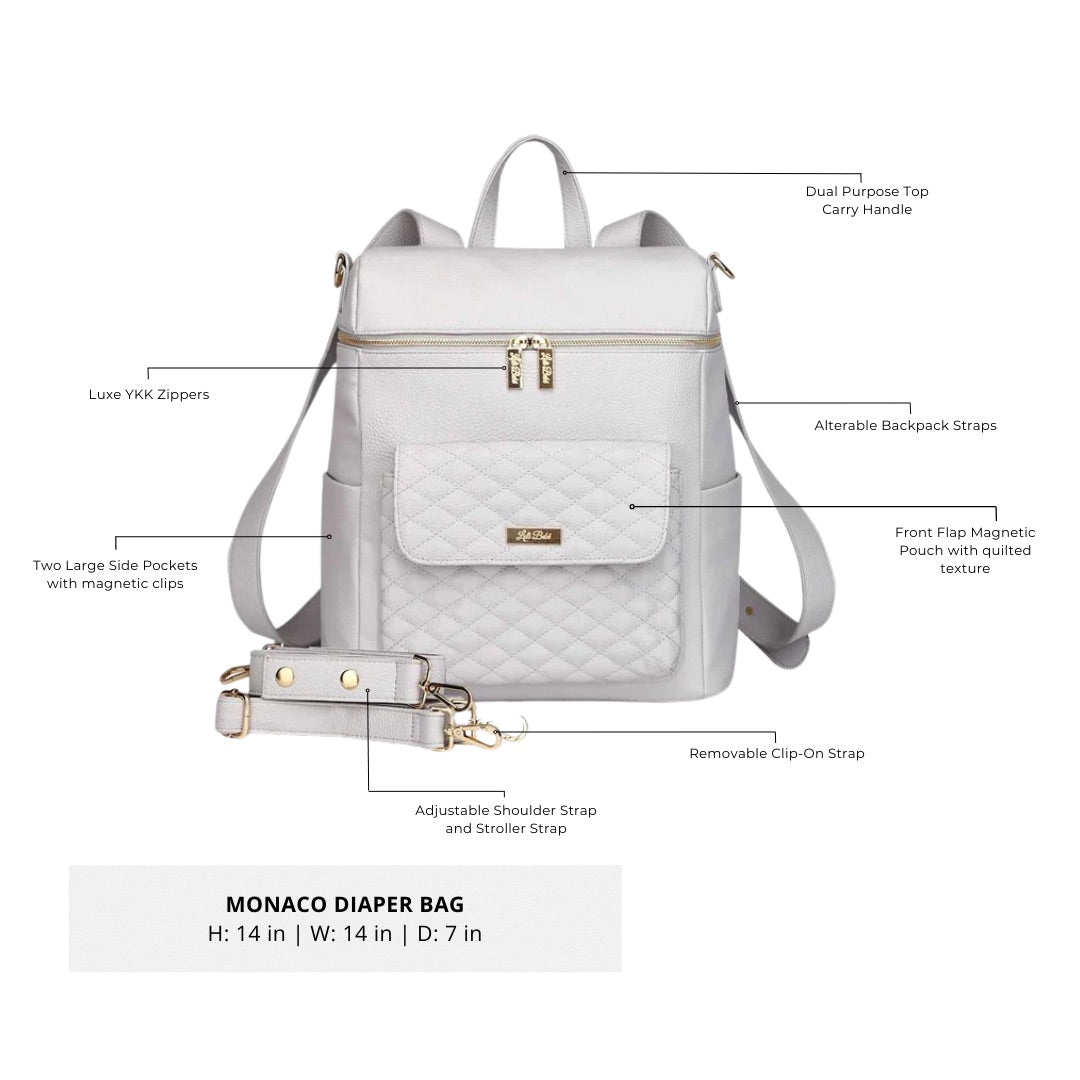 Monaco Diaper Bag | Pearl White
