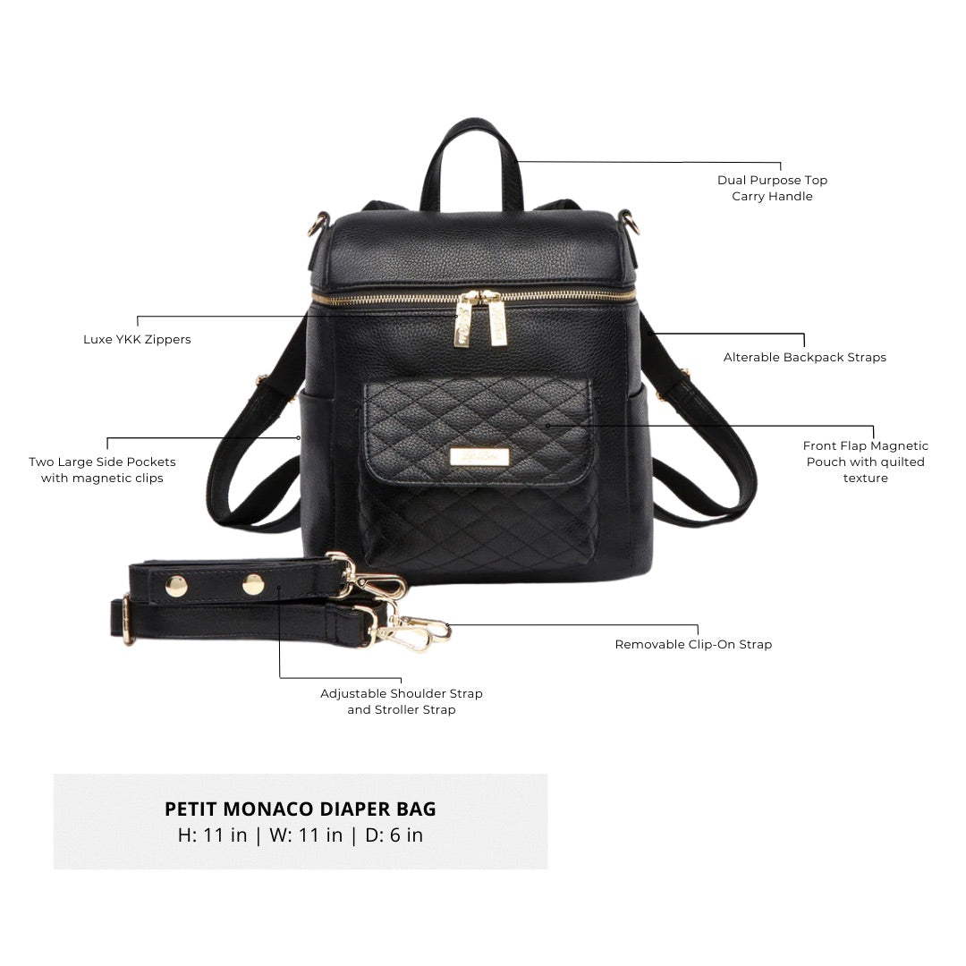 Petit Monaco Diaper Bag | Ebony Black