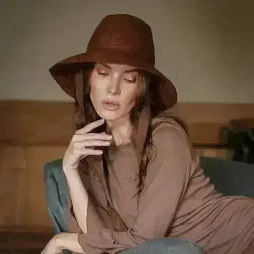 MEG Jute Straw Hat - Burnt Sienna | Tall Crown & Linen Lining