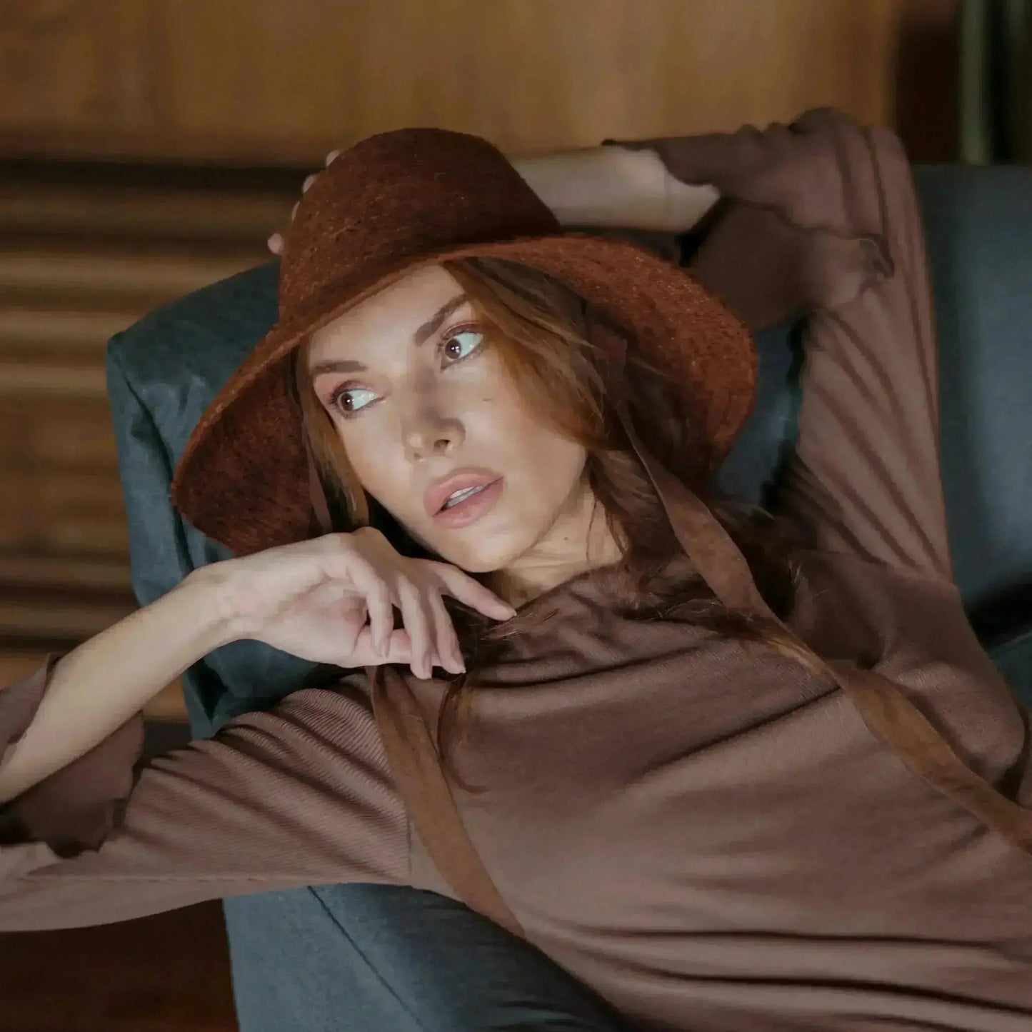 MEG Jute Straw Hat - Burnt Sienna | Tall Crown & Linen Lining