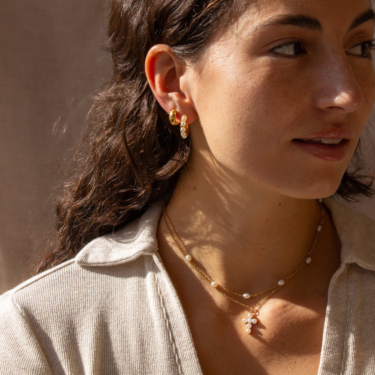 Boucles d'oreilles créoles en perles Gracie