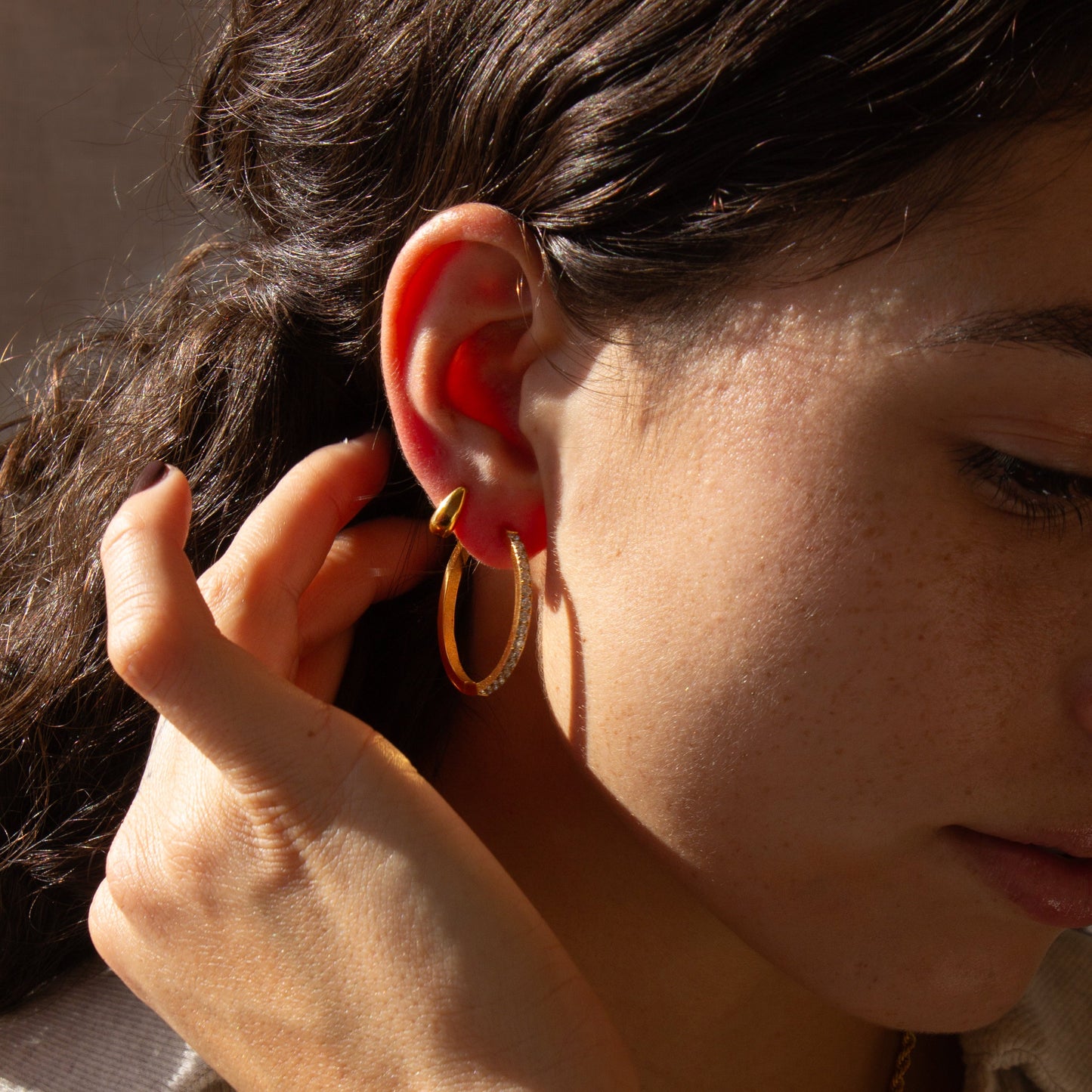 Medium Classic Diamond Hoop Earrings