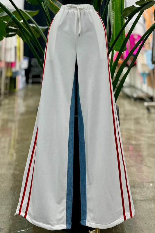 Jackie Jogger Demin Detail Pants With Adjustable Pant Drawstring