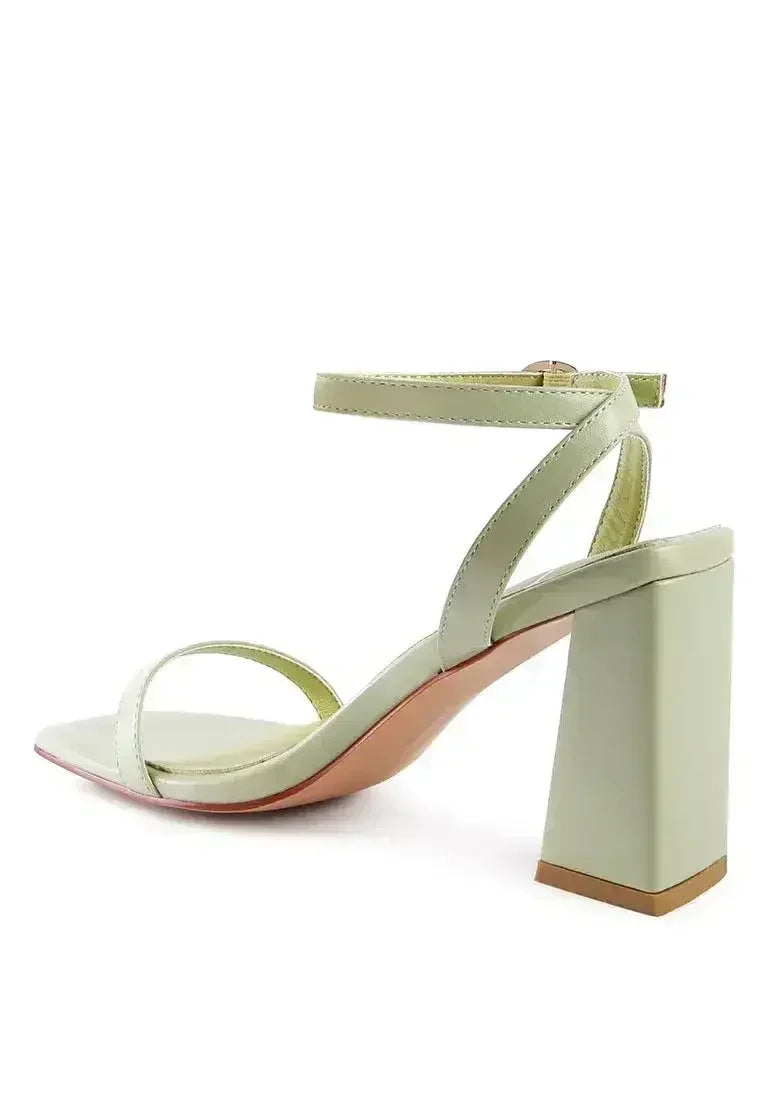 Mooncut Ankle Strap Block Heel Sandals