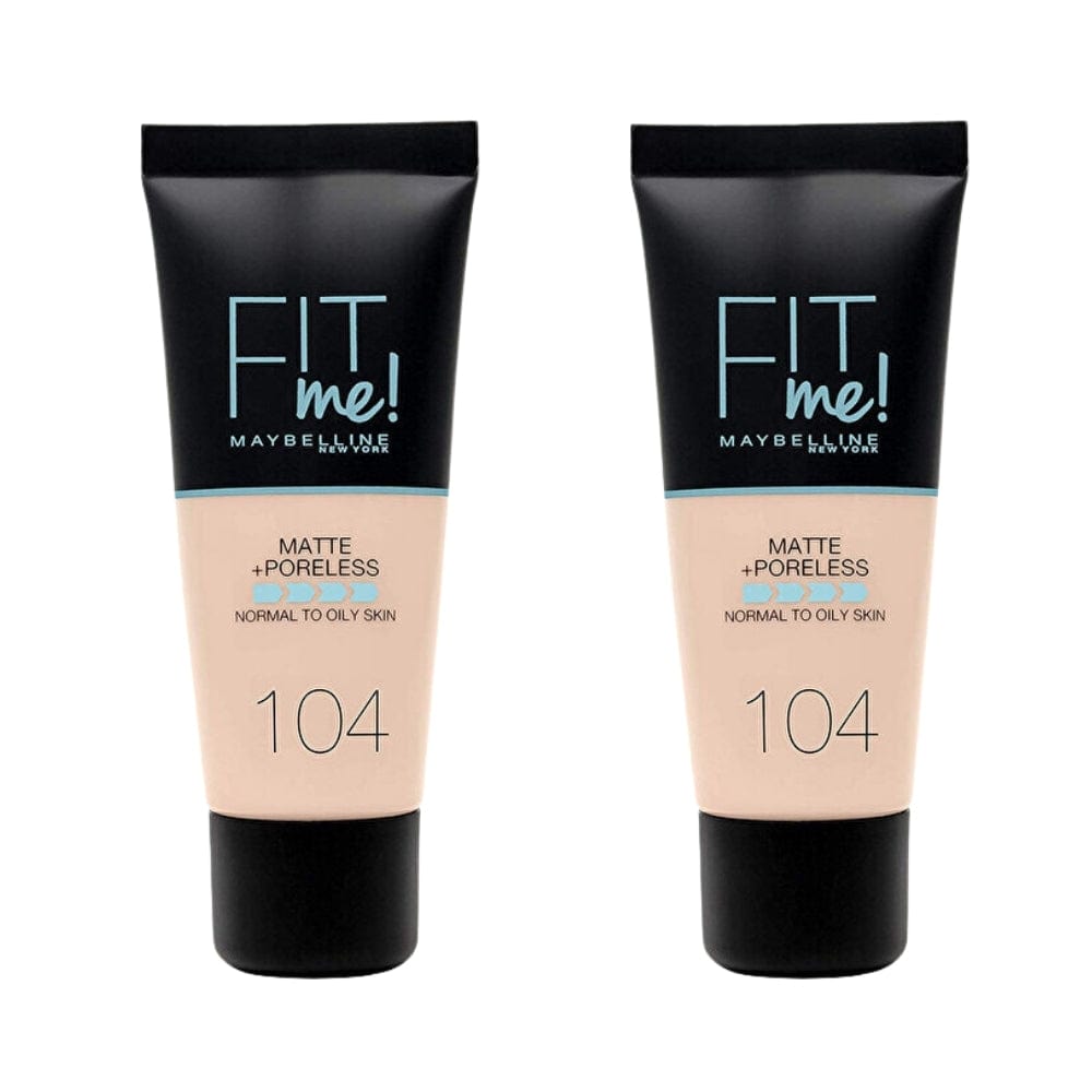 Maybelline Fit Me Matte+Poreless Foundation No:104 Soft Ivory 30ml -2 Pack