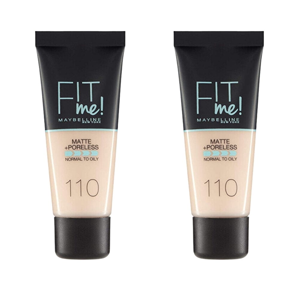 Fond de teint Maybelline Fit Me Matte+Poreless n° 110 Porcelaine 30 ml - Lot de 2