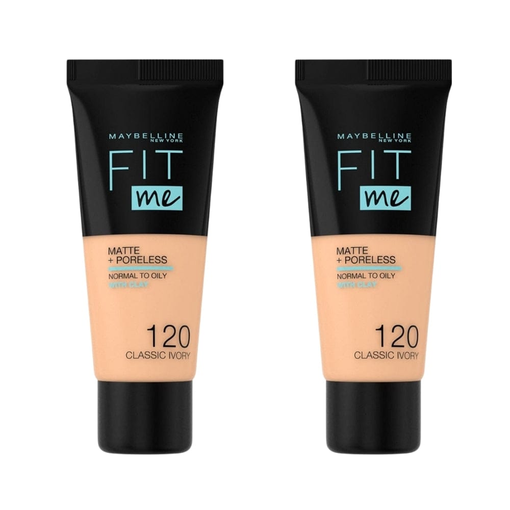 Fond de teint Maybelline Fit Me Matte+Poreless n° 120 Ivoire Classique 30 ml - Lot de 2