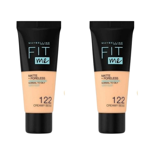 Maybelline Fit Me Matte+Poreless Foundation No:122 Creamy Beige 30ml -2 Pack