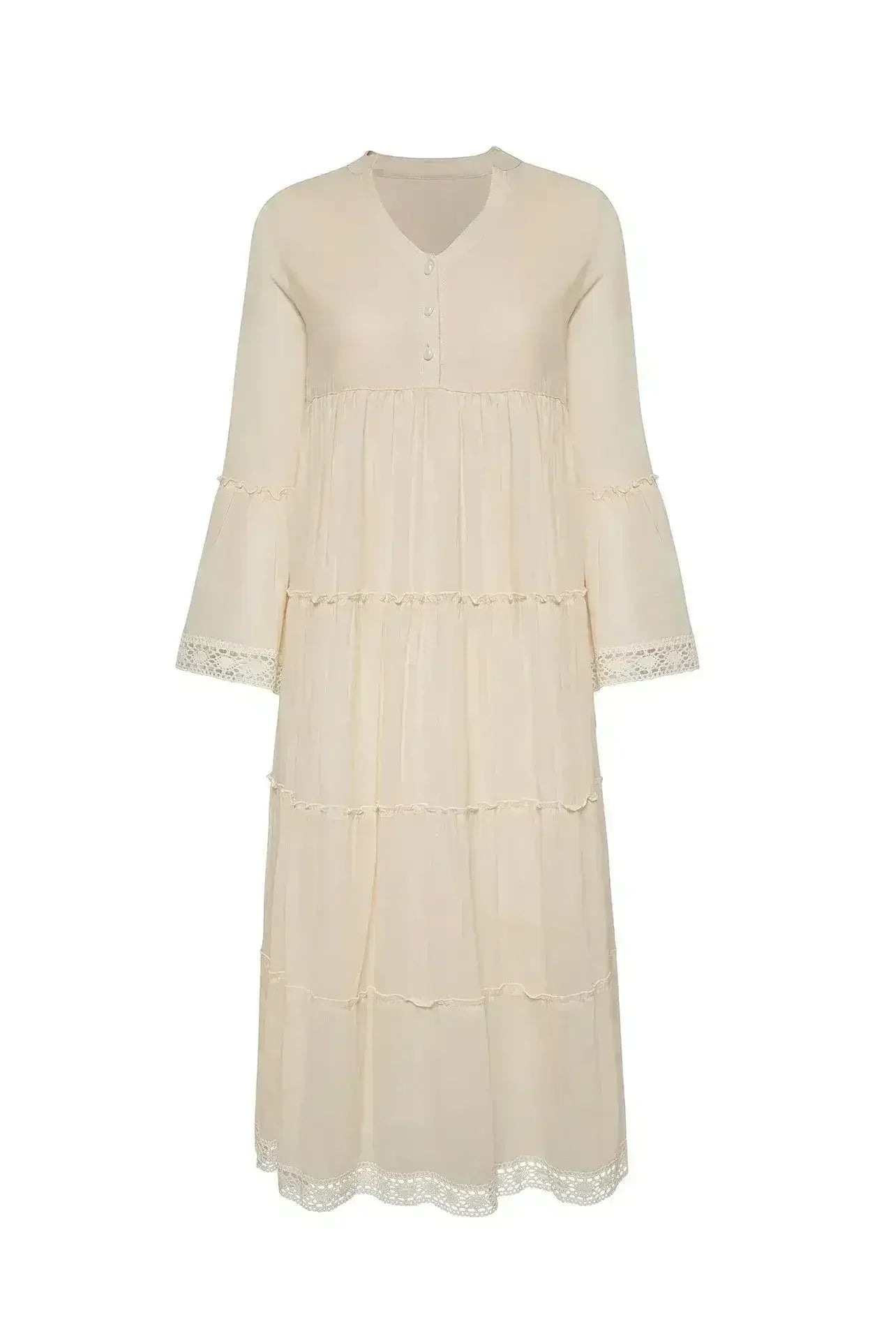 MIKA Natural Maxi Dress | Boho Peasant Style | Femstylo