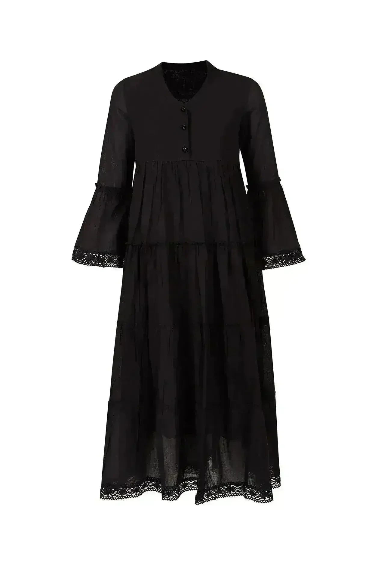 MIKA Black Maxi Dress | Boho Peasant Style | Femstylo