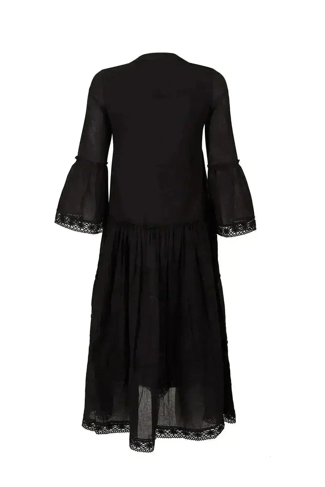 MIKA Black Maxi Dress | Boho Peasant Style | Femstylo