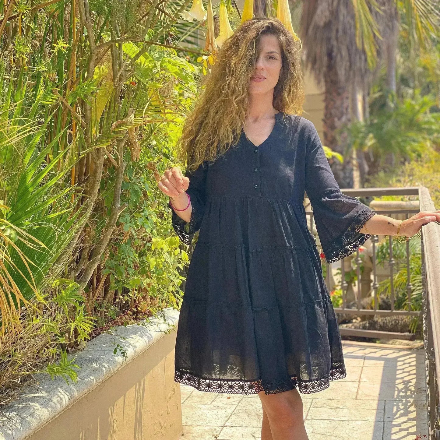 MIKA Black Mini Dress | Boho Peasant Style | Femstylo