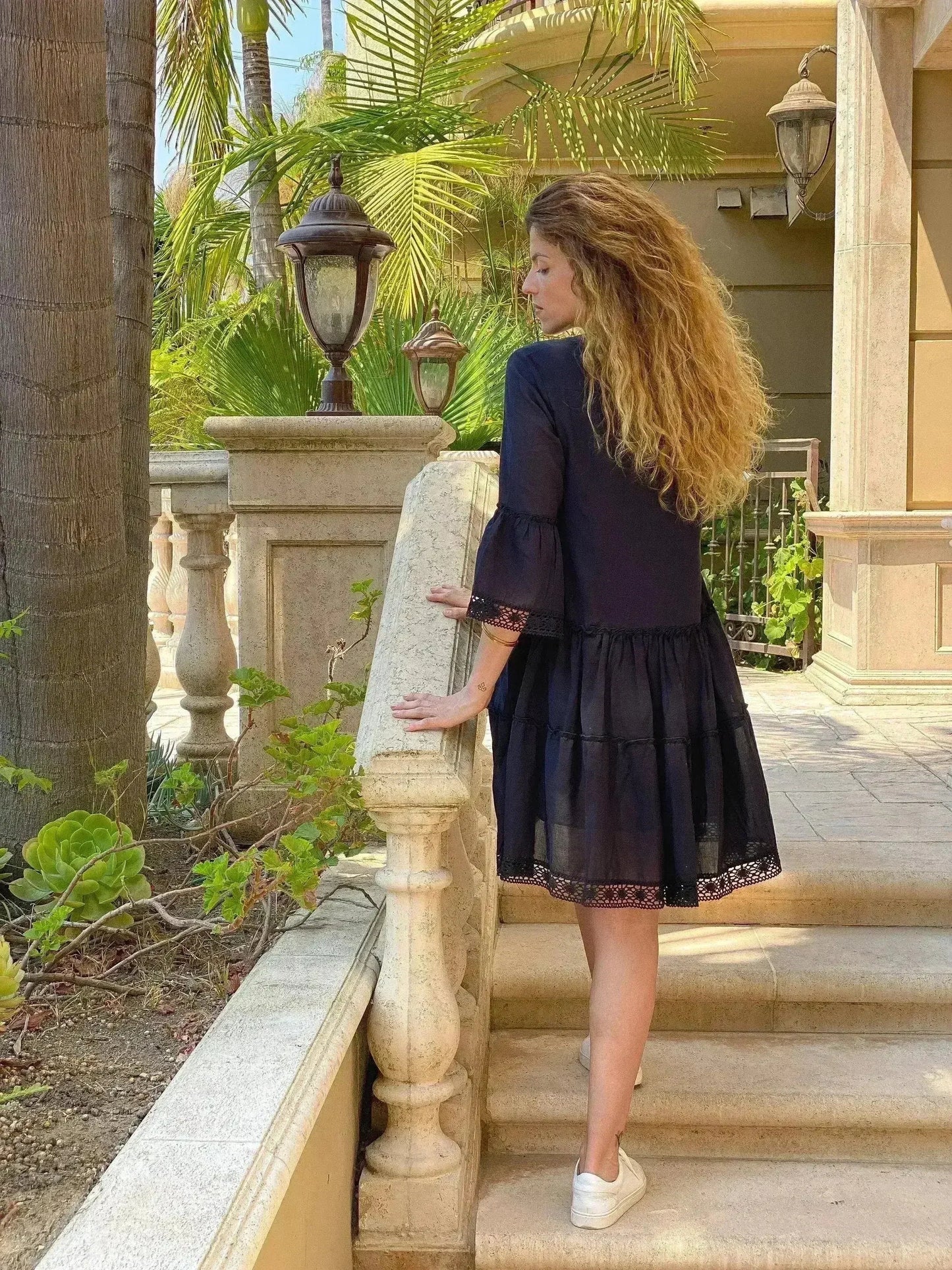 MIKA Black Mini Dress | Boho Peasant Style | Femstylo