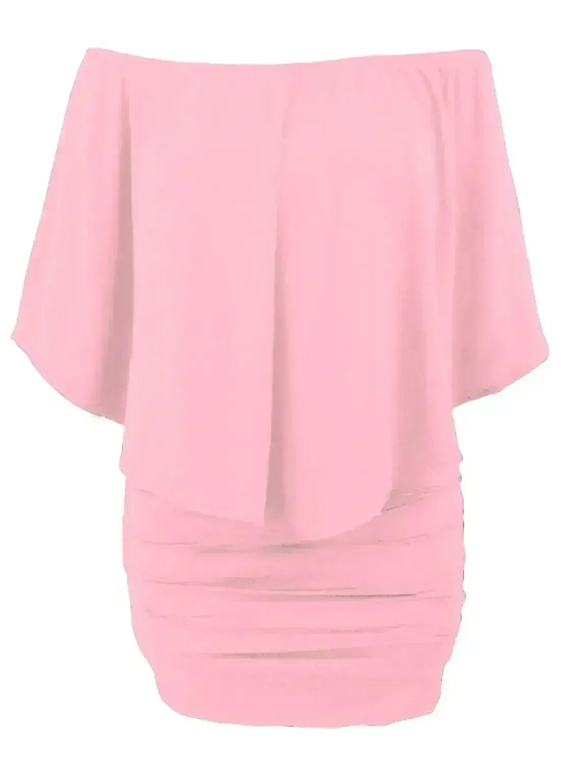 Pink Flounced Mini Dress | Multi-Way Shoulder Styles | Femstylo