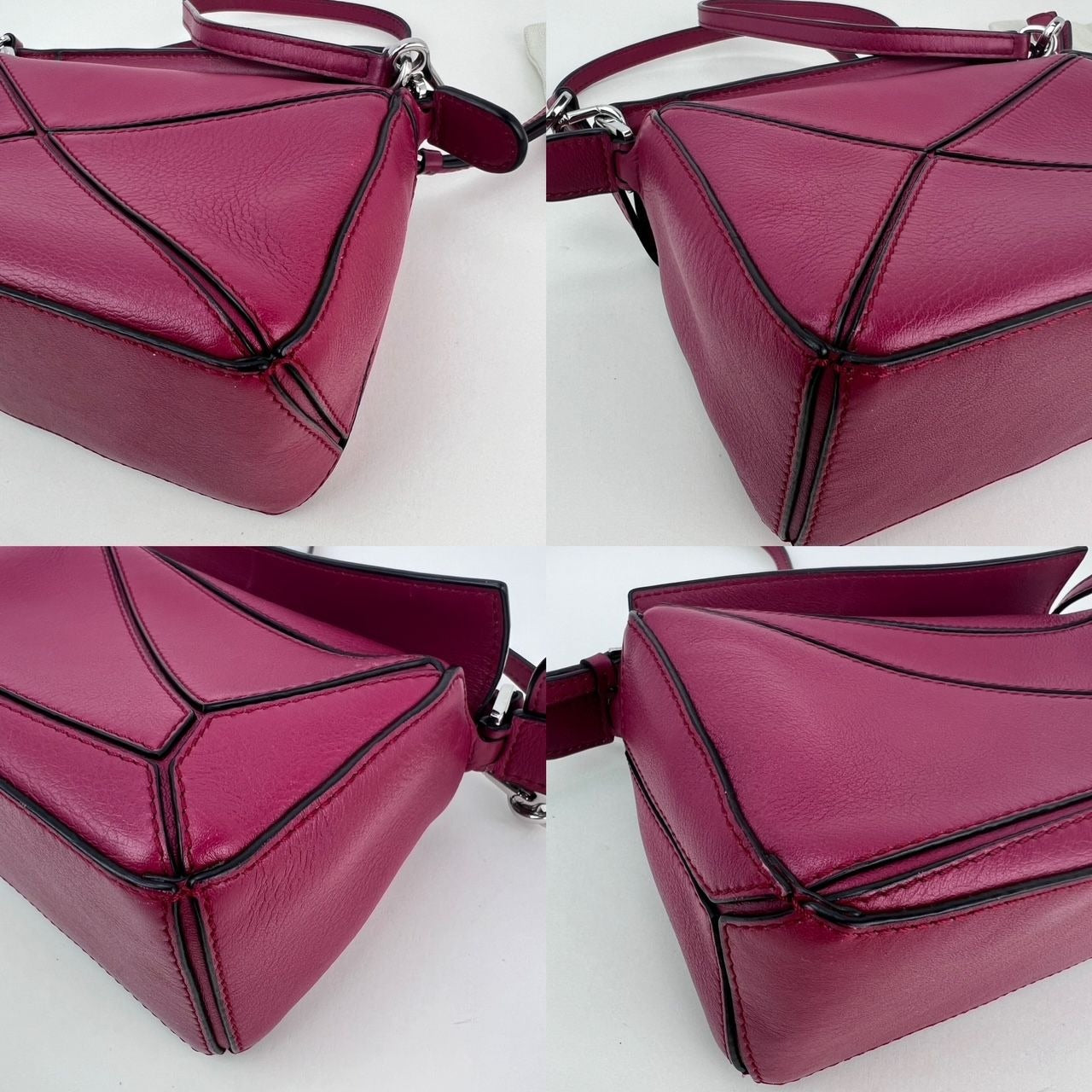 Loewe Calfskin Mini Crimson Puzzle Crossbody Hand Bag