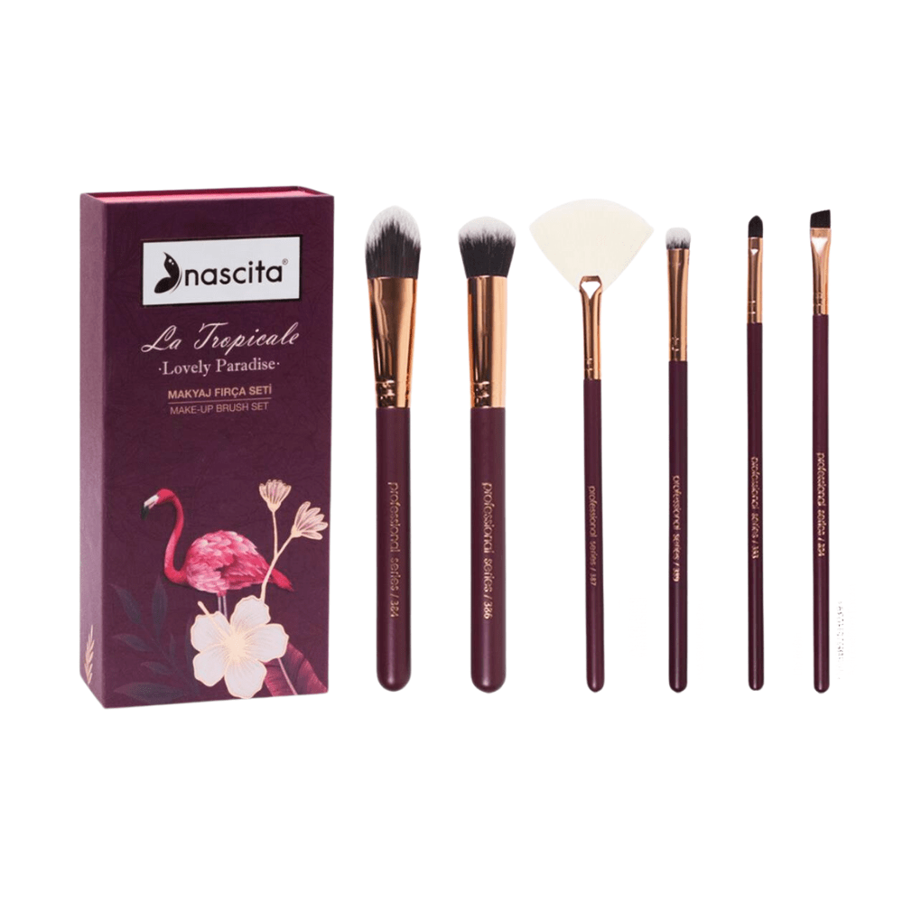Nascita Burgundy Makeup Brush Set 6 Pieces - 96