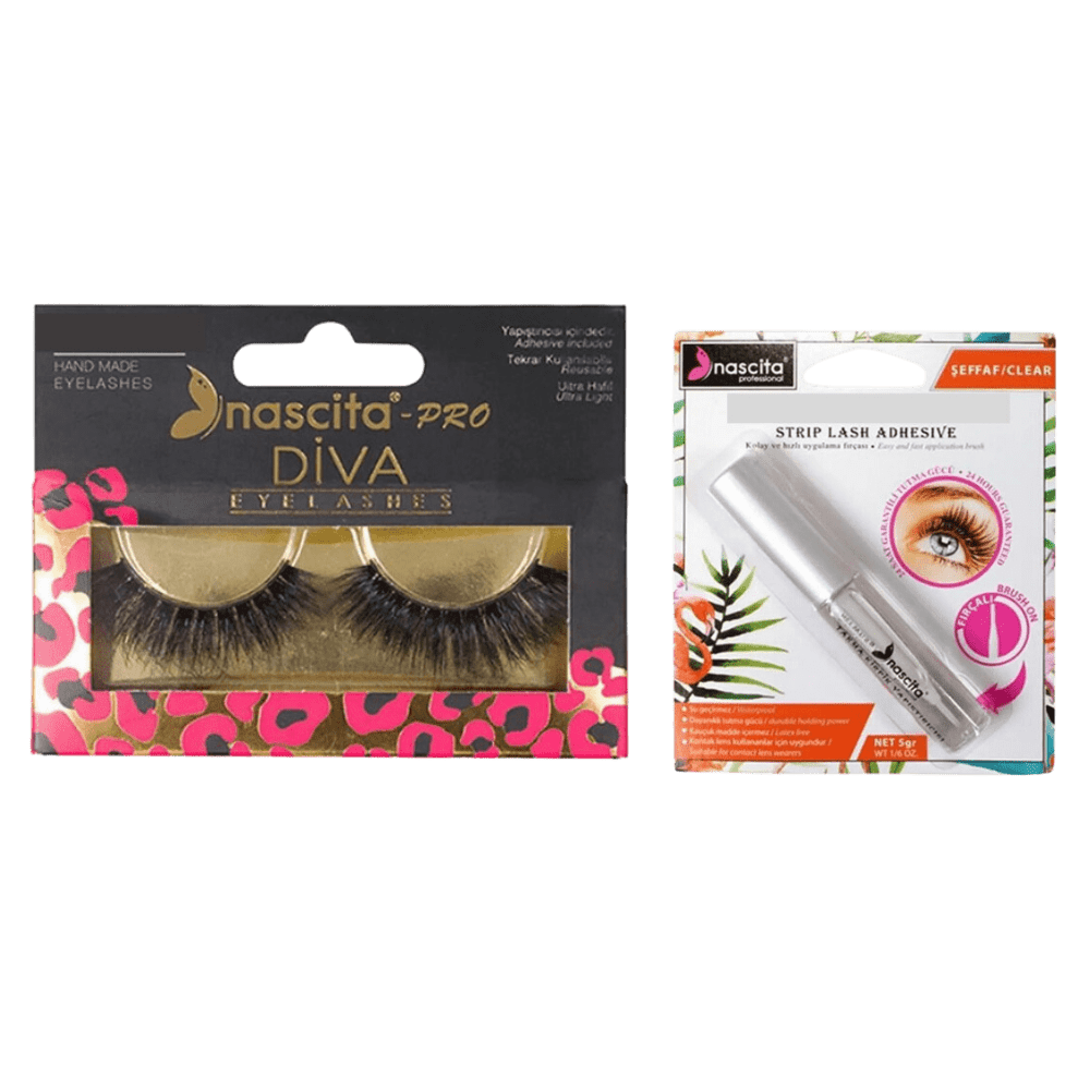 Nascita New Diva Series Eyelashes - 116 + Nascita Transparent False Eyelash Adhesive 5gr - 08