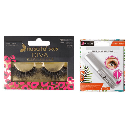 Nascita New Diva Series Eyelashes - 116 + Nascita Transparent False Eyelash Adhesive 5gr - 08