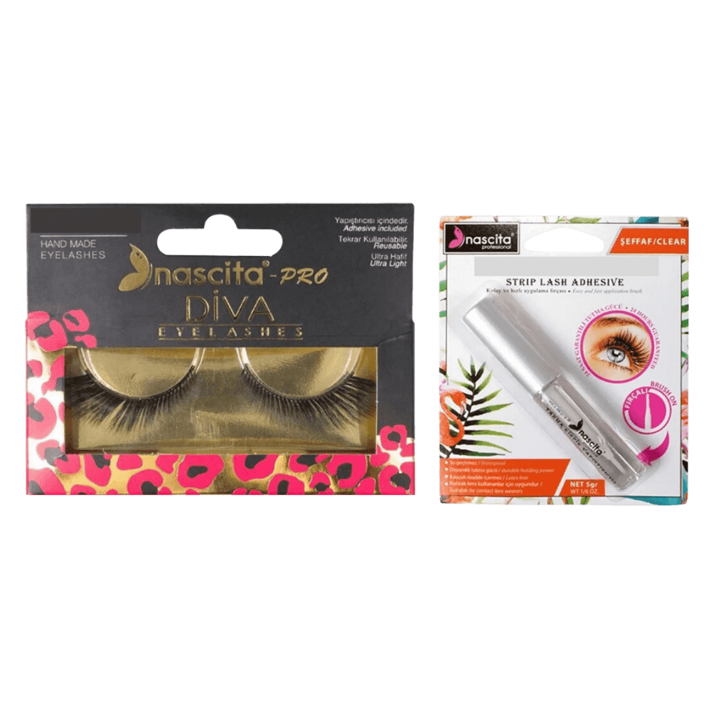 Nascita New Diva Series Eyelashes - 119 + Nascita Transparent False Eyelash Adhesive 5gr - 08
