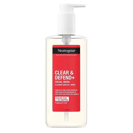 Neutrogena Clear & Defend+ Facial Wash with AHA/BHA/PHA 200ml / 6.8 fl oz