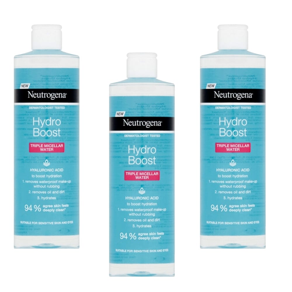 Eau micellaire triple Neutrogena Hydro Boost 400 ml, lot de 3
