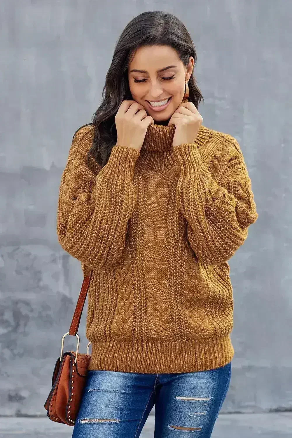 New Yellow Chunky Turtleneck Winter Sweater