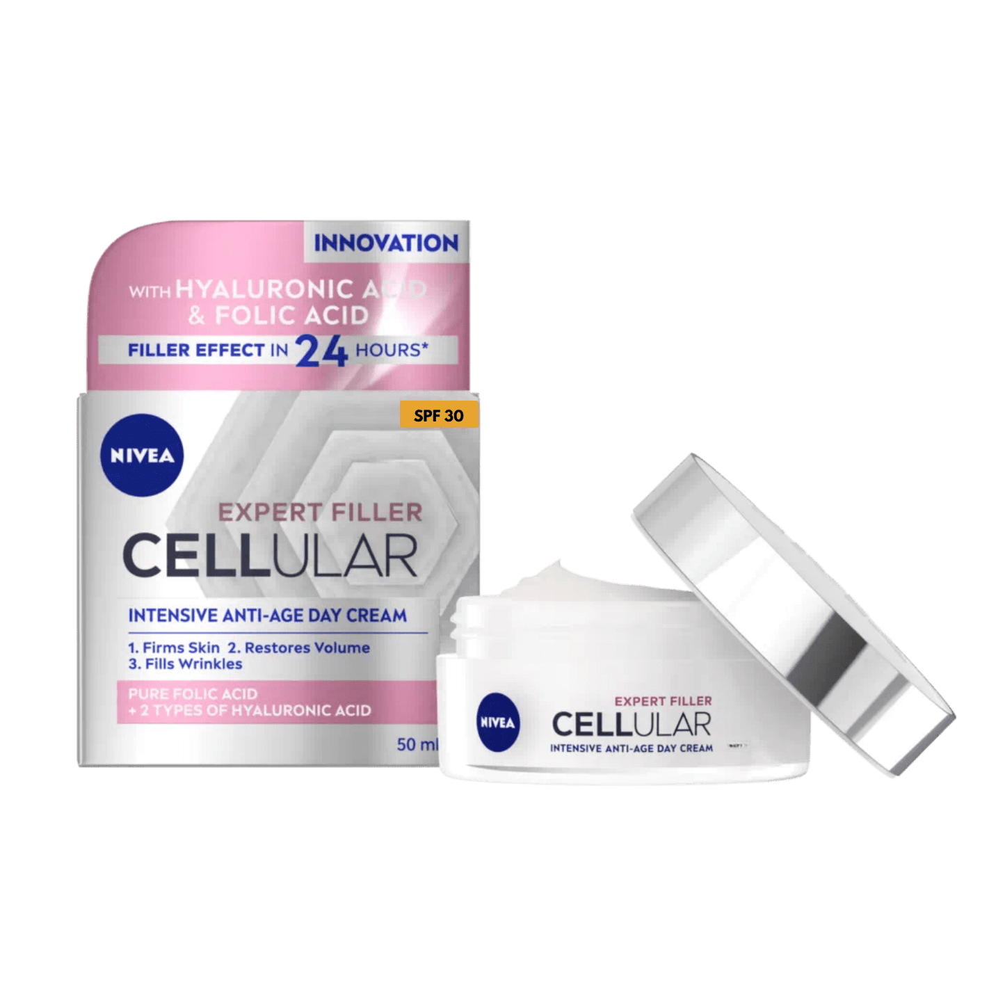 Nivea Cellular Expert Filler Firming Day Face Cream SPF 30 50 ml / 1.7 fl oz - 3 Pack