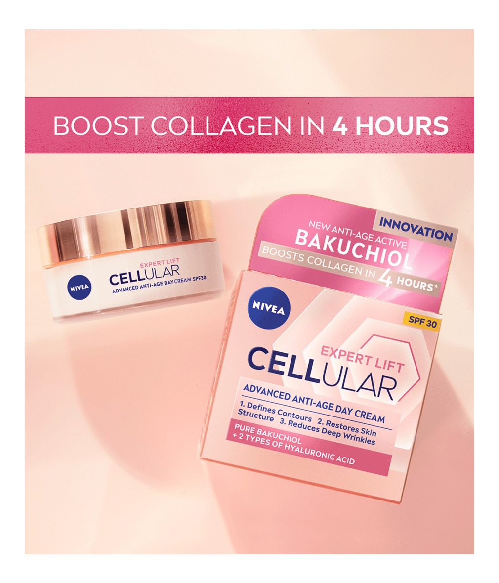 Nivea Cellular Expert Lift Pure Bakuchiol + HA Anti-Age Day Cream SPF30 50ml - 3 Pack