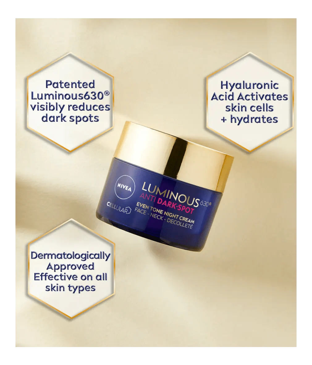 Nivea Luminous 630 Anti Dark Spot Night Cream  50ml / 1.7 fl oz - 2 Pack