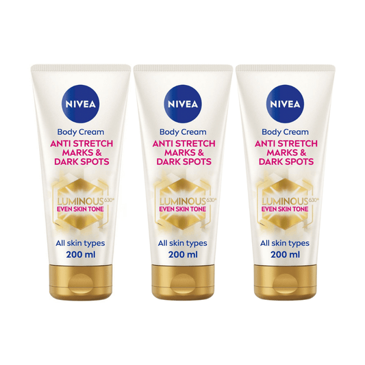 Nivea Luminous 630 Anti Stretch Marks & Dark Spots Body Cream 200ml / 6.8 fl oz - 3 Pack