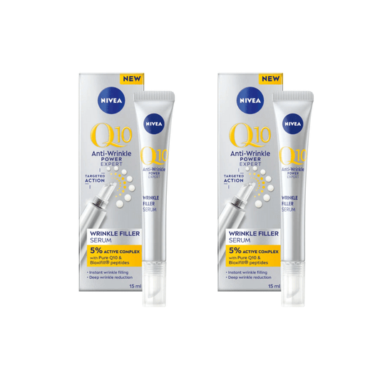Nivea Q10 Anti-Wrinkle Power Wrinkle Filler Serum with Bioxifill Peptides 15ml / 0.5 fl oz - 2 Pack