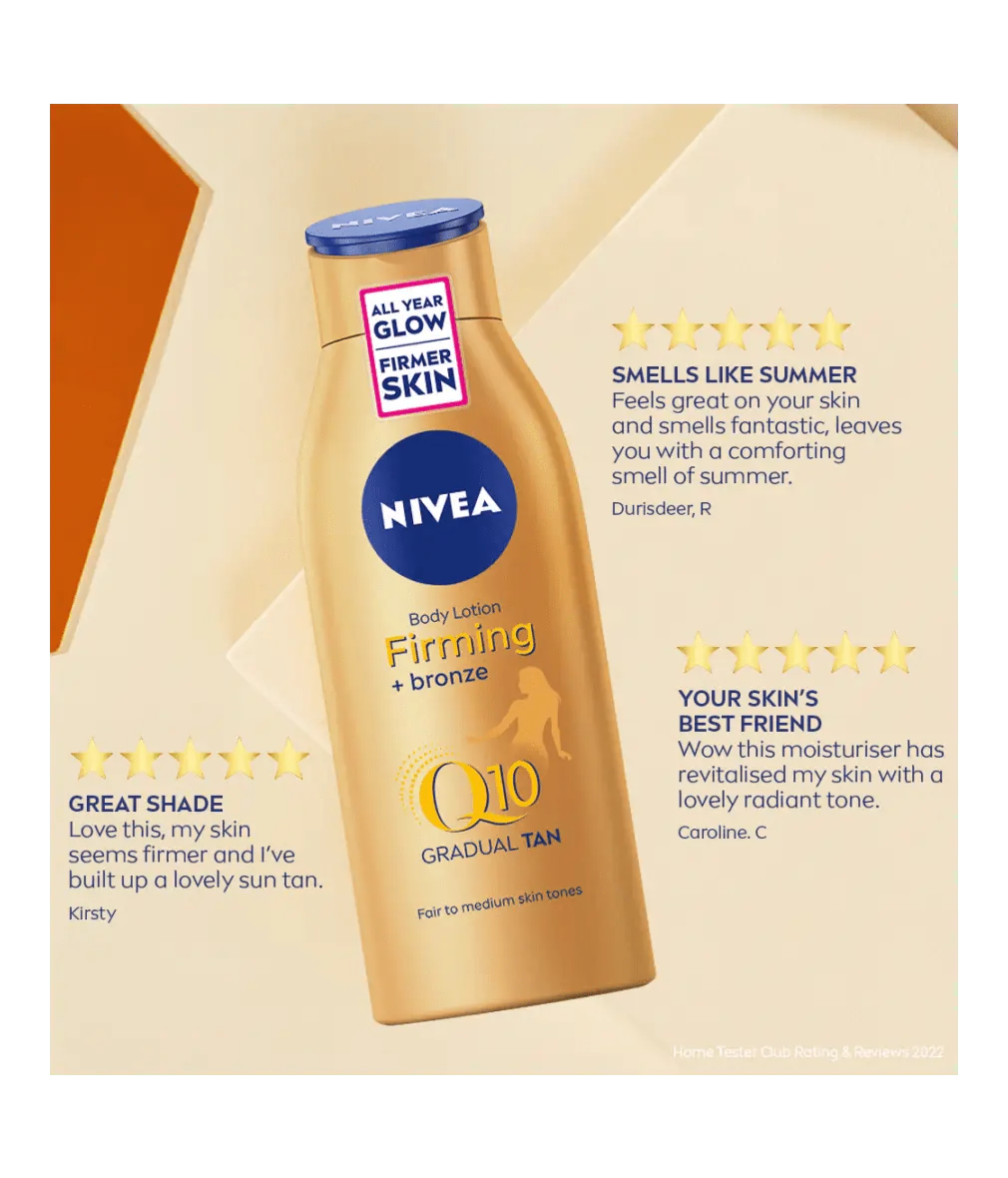 Crème hydratante pour le corps Nivea Q10, bronzage progressif, peau claire à moyenne, 200 ml (lot de 2)