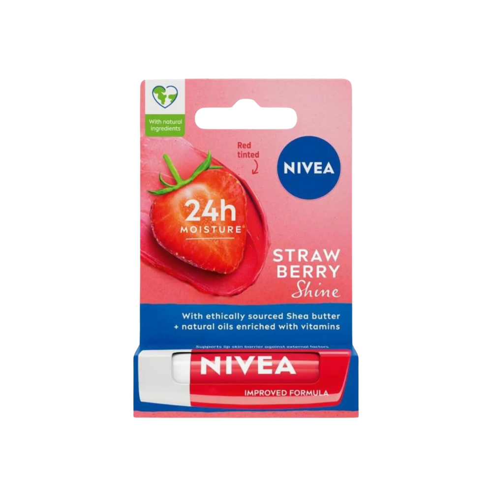 Baume à lèvres Nivea à la fraise, hydratant et nourrissant 24 heures, 4,8 g