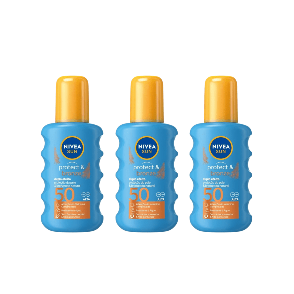 Spray solaire activateur de bronzage Nivea Sun Protect &amp; Bronze SPF 50, 200 ml (lot de 3)
