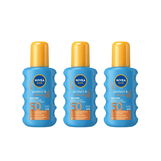 Spray solaire activateur de bronzage Nivea Sun Protect &amp; Bronze SPF 50, 200 ml (lot de 3)
