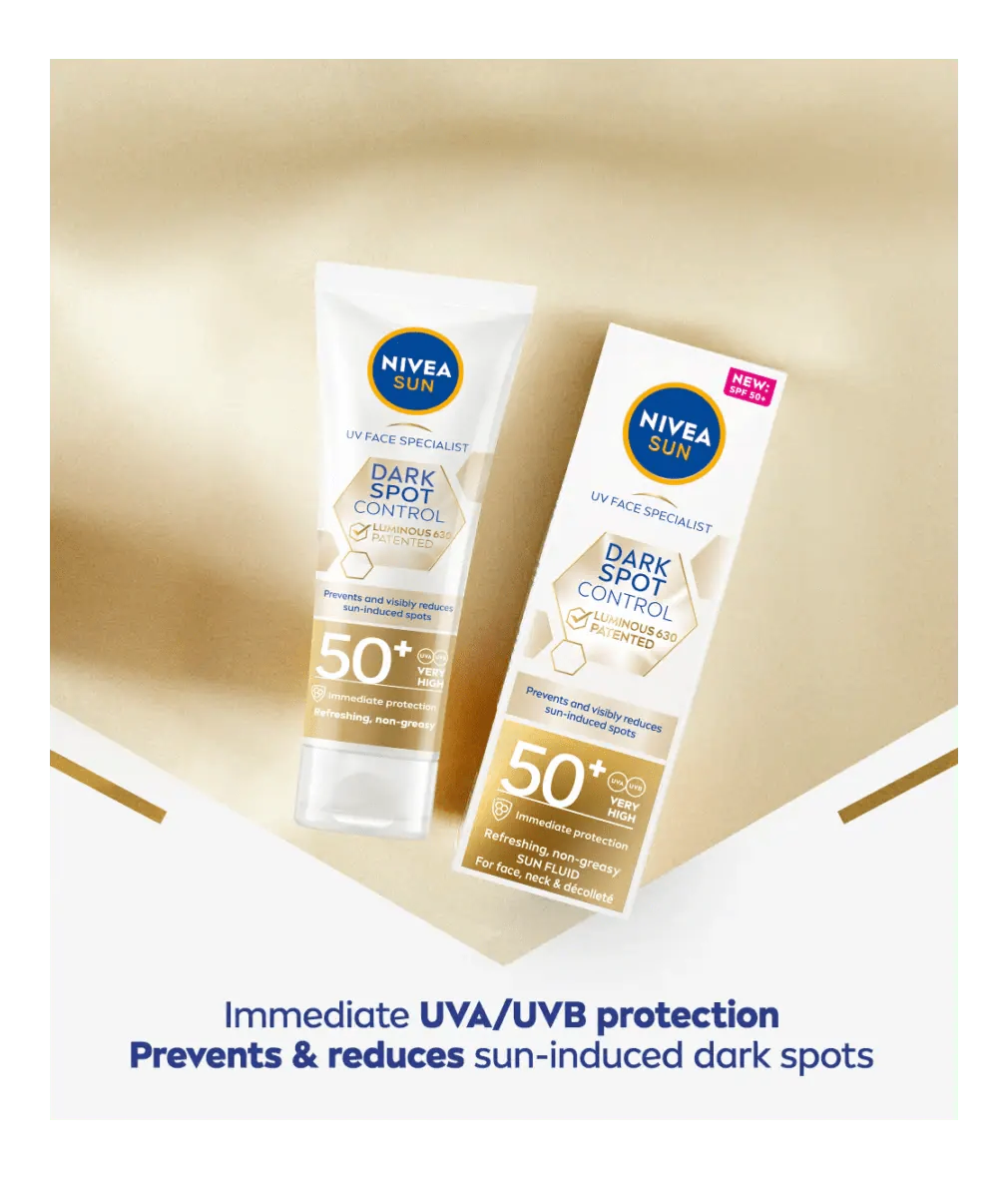 Nivea Sun UV Face Luminous 630 Spot Control Sun Fluid SPF50 40ml / 1.35 fl.oz - 4 Pack