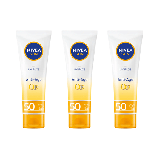 Nivea Sun UV Face Q10 Anti-Age Sun Cream SPF50 50ml / 1.7 fl oz - 3 Pack