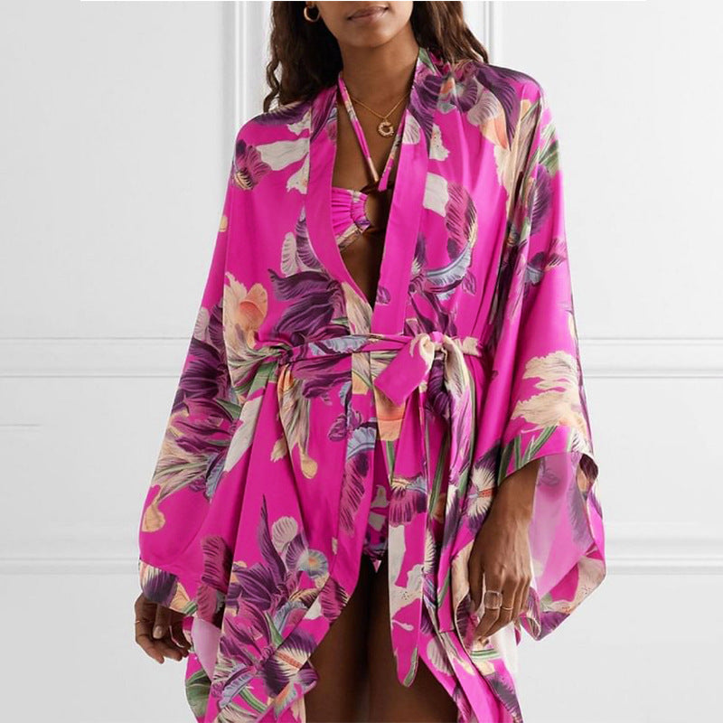 Split Bikini Printed Lace up Sexy Swimsuit Women Split