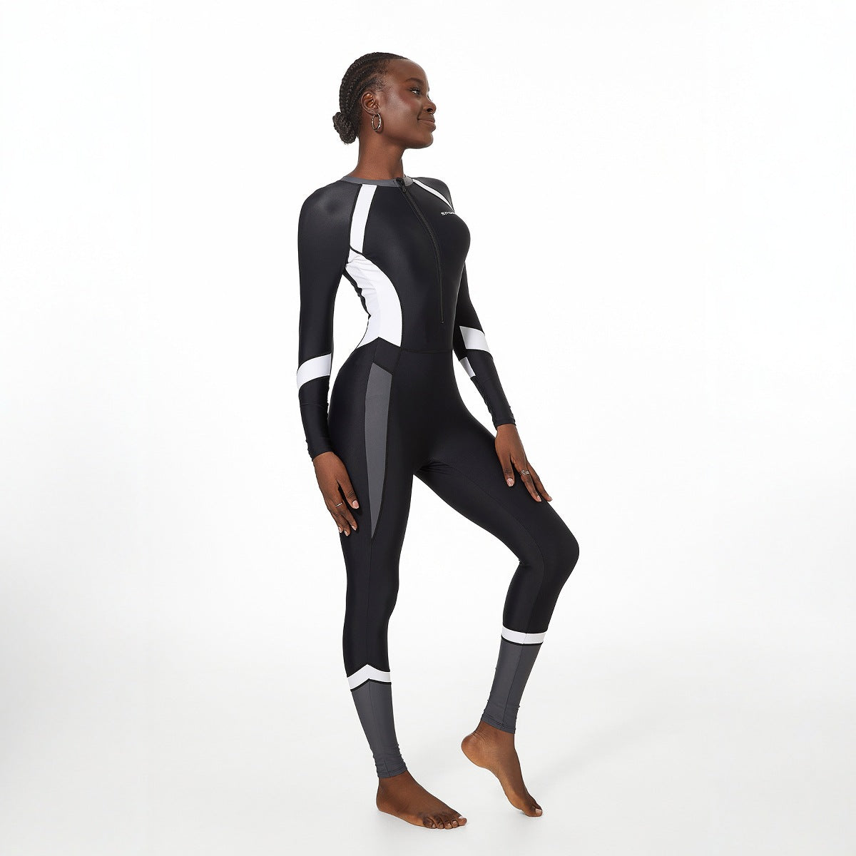 Long Sleeved Trousers Sun Protection Conservative Covering Belly Thin One Piece Training Surfing Swimsuit