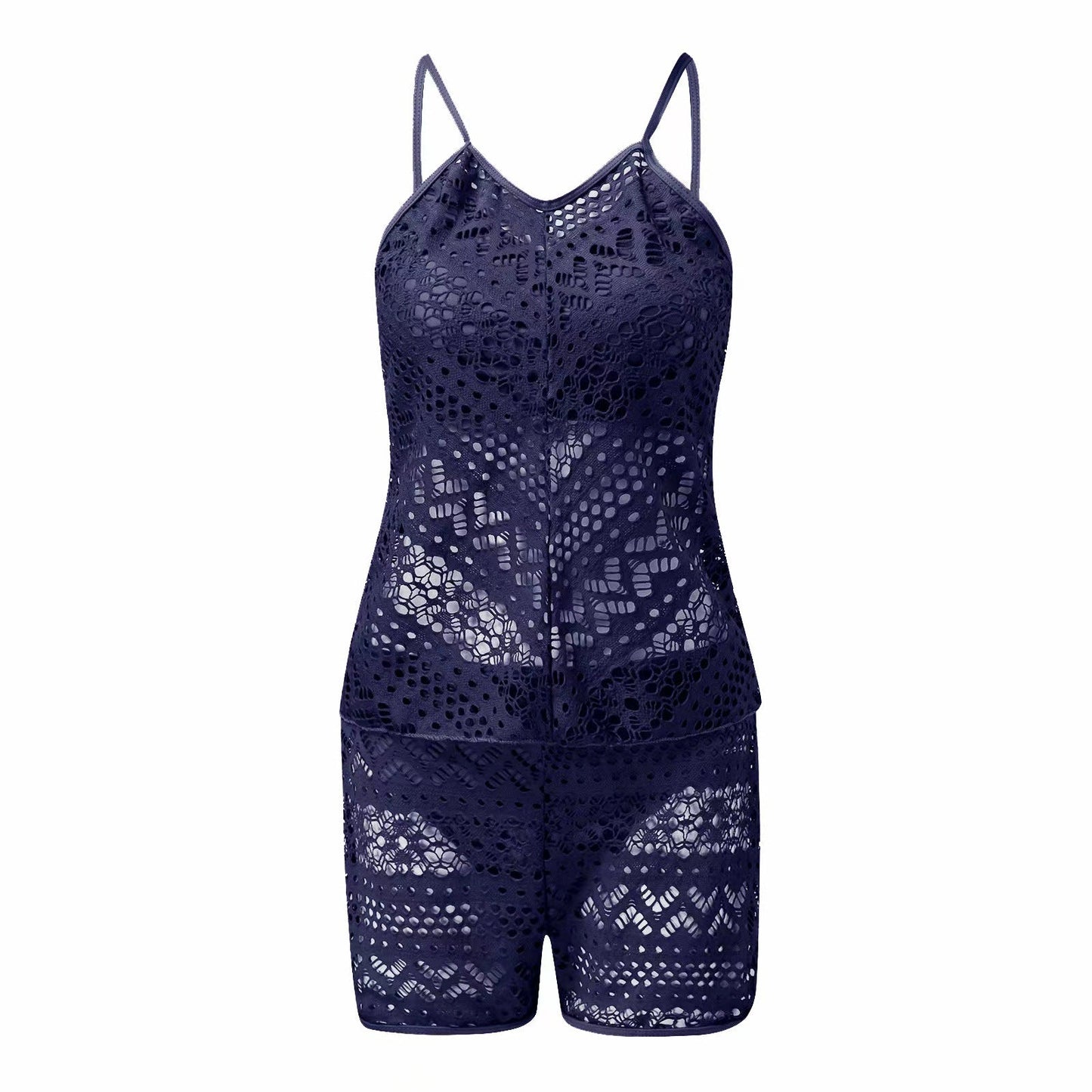 Women Seperated Swimwear Solid Color Grid Jacquard Boxers Bikini Swimwear