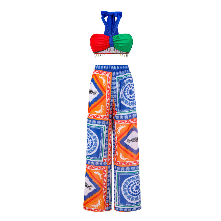 Push up Bikini Sexy High Waist Bikini Split Swimsuit Suit Chiffon Trousers