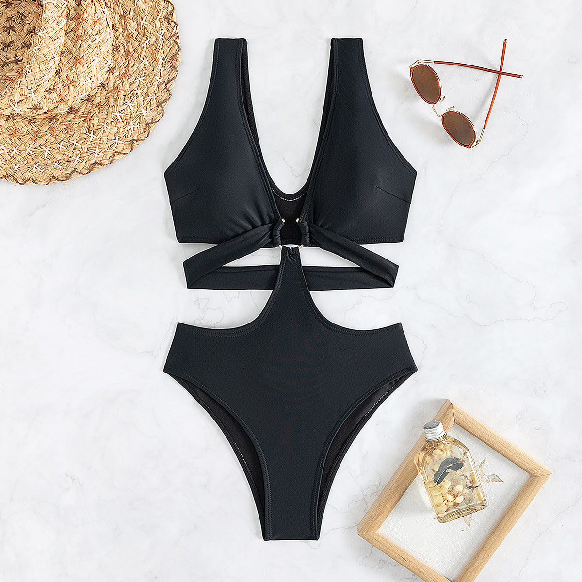 Bikini Popular Solid Color Slimming Sexy Bikini One Piece Swimsuit Swimwear