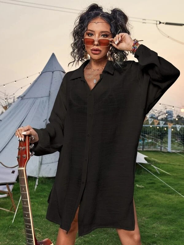 Cotton Long Sleeved Shirt Beach Cover up Vacation Sun Protection Shirt Bikini Swimsuit Outwear Cardigan