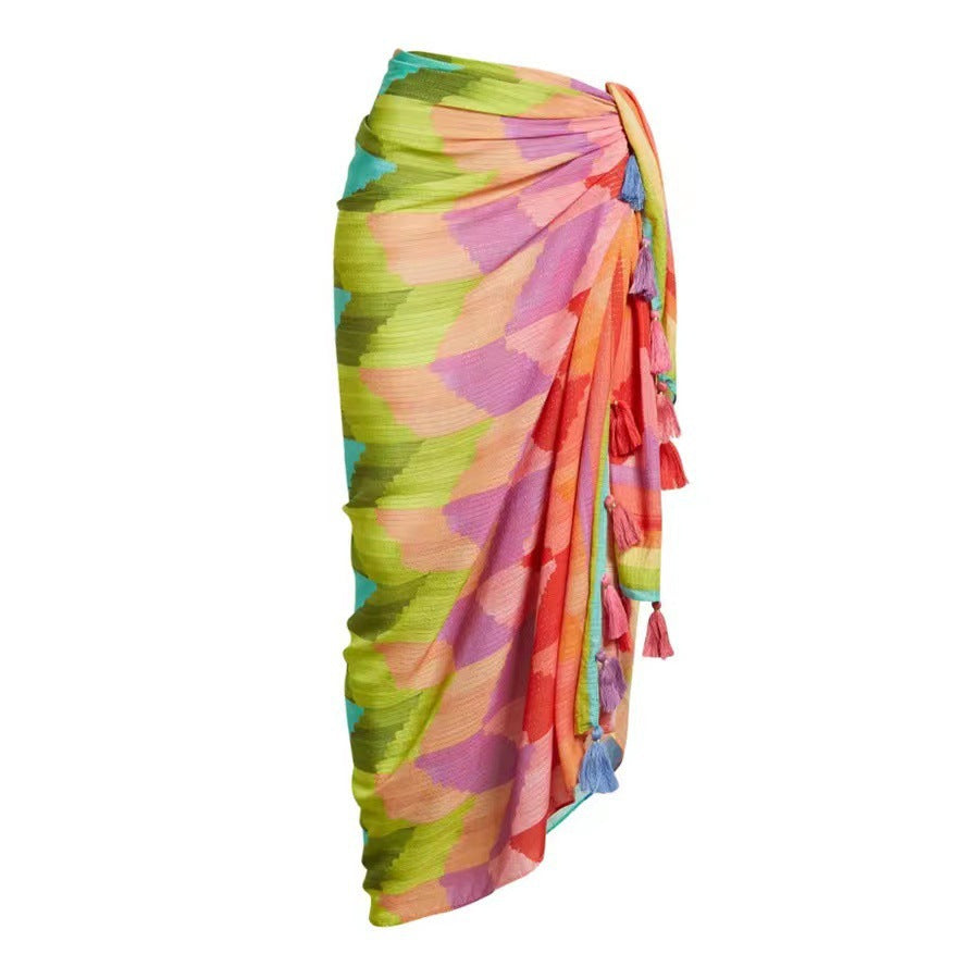 Sexy Bikini Belly Covering Beach Bikini Yarn Skirt Set Swimsuit