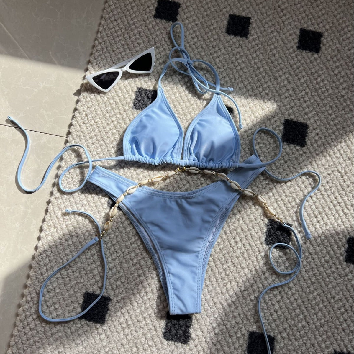 Plain Sexy Shell Chain Swimwear Swimsuit Bikini